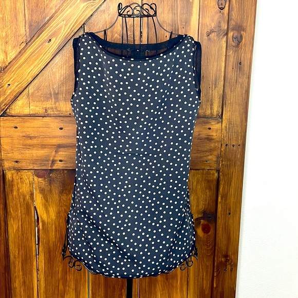 White House Black Market Black Polka Dot Blouse - Picture 2 of 3